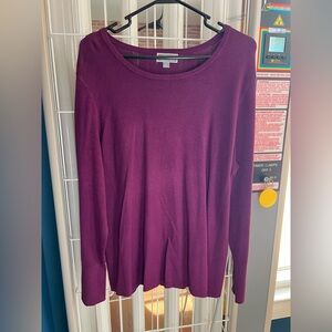 JM Collection Rich Purple Long Sleeve Blouse